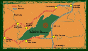 Mapa da Chapada dos Veadeiros: São Jorge, Alto Paraíso, Cavalcante